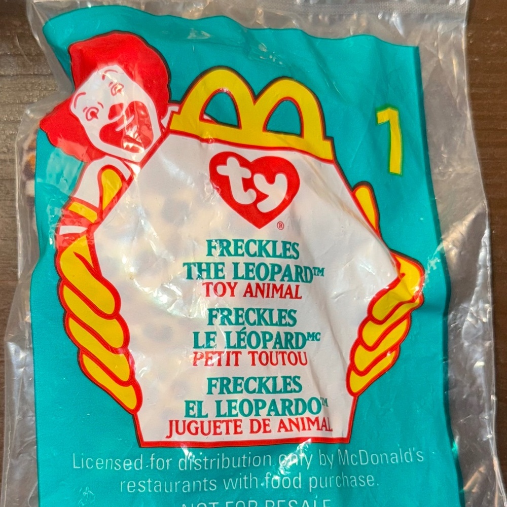 SEALED RARE ERRORS - TY Teenie Beanie Baby - McDonalds- #1 Freckles the Lepoard